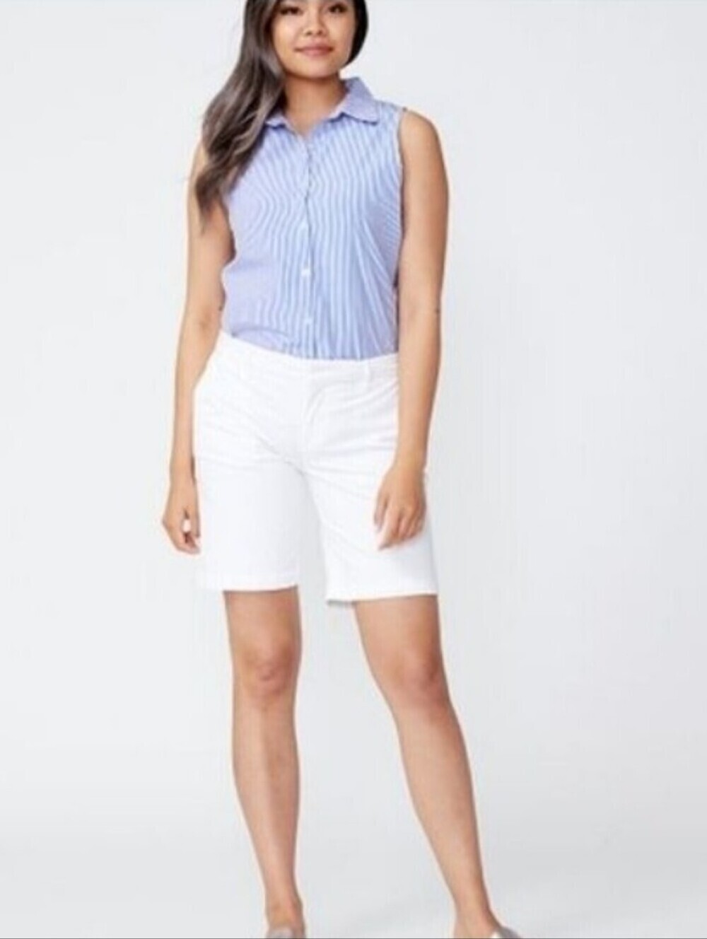 Tommy Hilfiger Women's White Mid-length 9" Inseam Chino Shorts Size 14